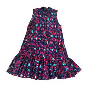 Saloni Silk Printed Ruffle Hem Mini Dress